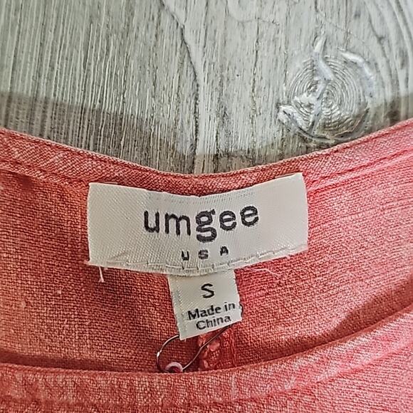 Umgee Linen Blend Solid Coral Top Half Sleeves Womens Size Small NEW - Picture 5 of 10
